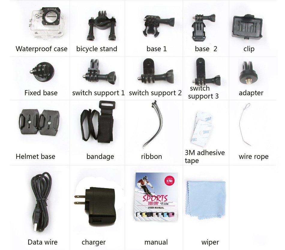 Run Shuangyu Wifi Waterproof Mini Action Sports Camera Marine Diving 170&deg;Wide Angle Lens - 2.0 1080P HD (Black)