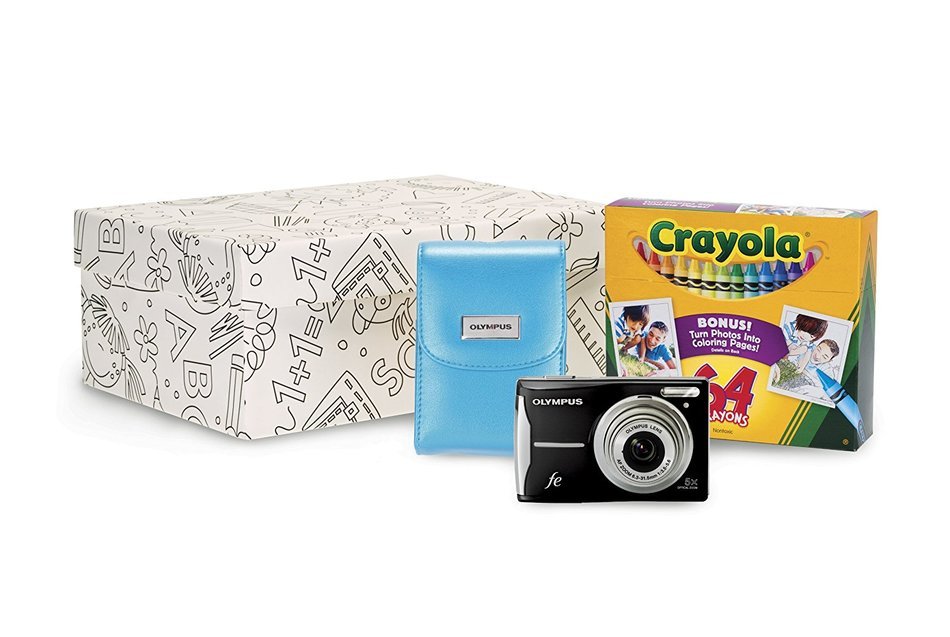 Olympus FE-46 12MP Digital Camera Black Crayola Kit with 5x Optical Zoom and 2.7 inch LCD, 64 pack of Crayons...