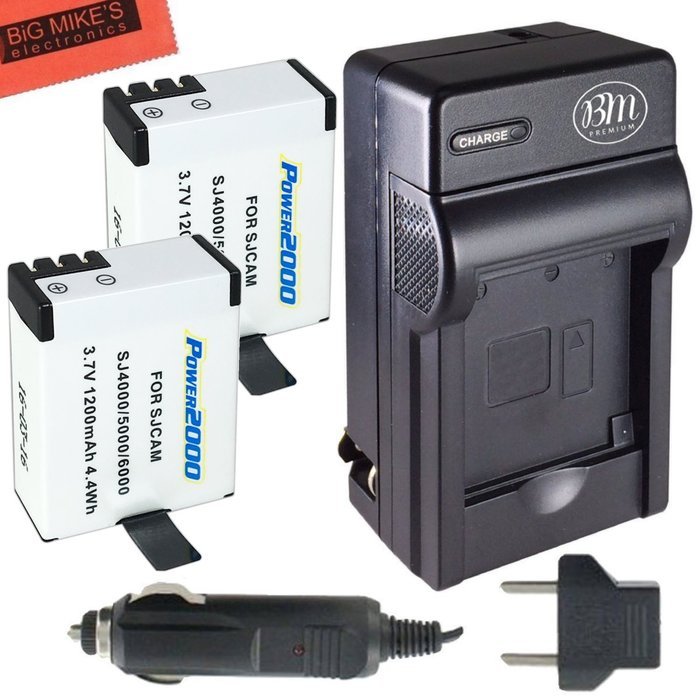 Pack of 2 Batteries and Charger for SJCAM SJ4000, SJ5000, SJ6000, and GeekPro Cameras