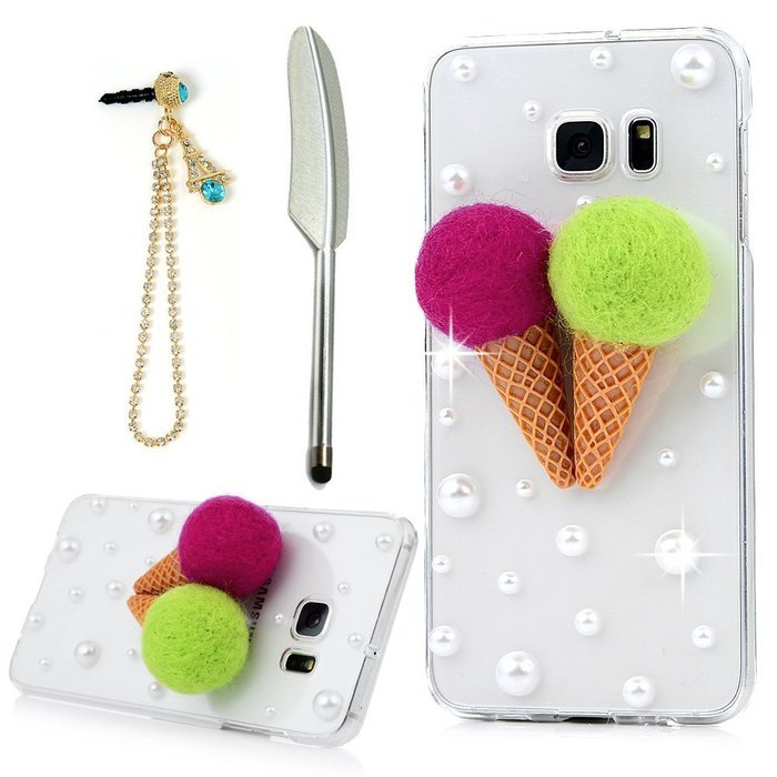YOKIRIN Galaxy S6 Edge Case, 3D Handmade Luxury Crystal Rhinestone with TWO Cute Hairy Ice... N6