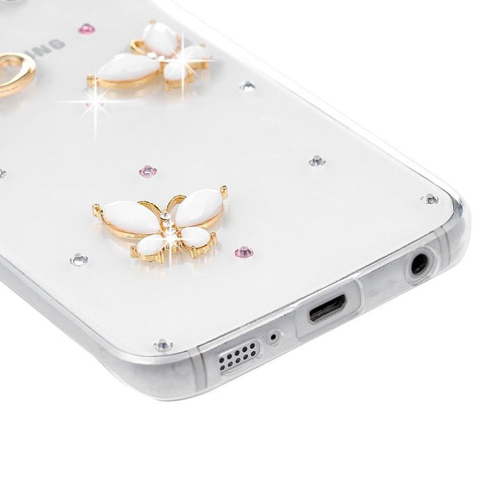 YOKIRIN Galaxy S6 Edge Case, 3D Handmade Luxury Crystal Rhinestone with TWO Cute Hairy Ice... N9