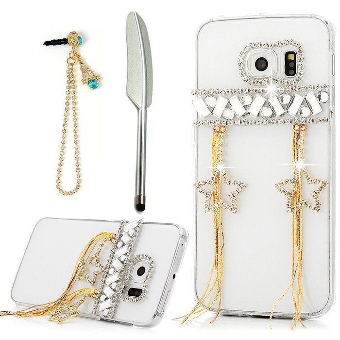 YOKIRIN Galaxy S6 Edge Case, 3D Handmade Luxury Crystal Rhinestone with TWO Cute Hairy Ice... N10