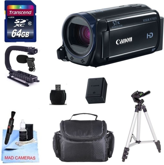 Canon Camcorder Kit -Includes Canon Video Camera + 64 GB Transcend SD Cards + Stabilizing Scorpion Grip & More N3