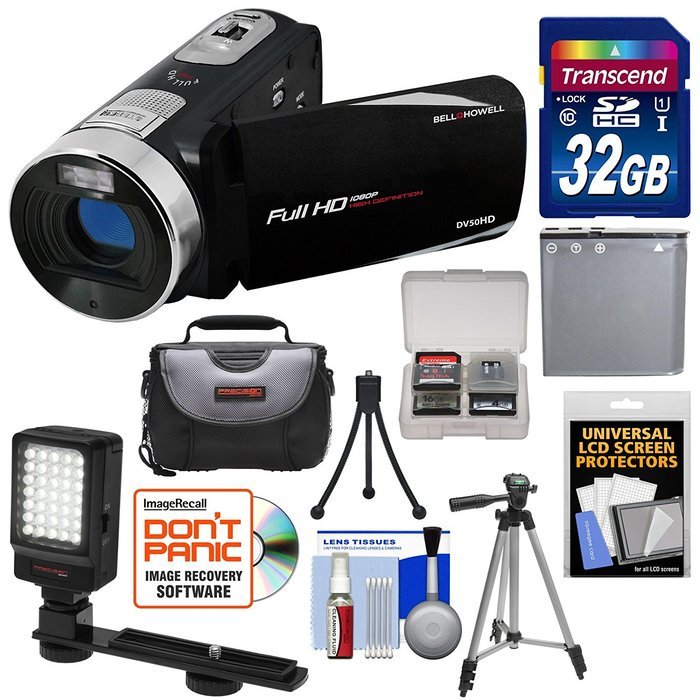Bell & Howell Fun Flix DV50HD 1080p HD Video Camera Camcorder (Black) with 32GB Card + Battery + Case + Tripods...