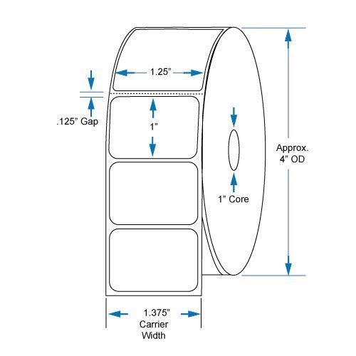 800512-105 Compatible KENCO&reg; Brand 1.25 inch x 1 inch with perf Direct Thermal Labels to fit Eltron or Zebra Printers...