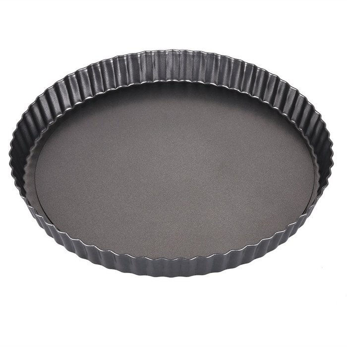 Finether Nonstick Round Tart Quiche Pan Cake Flan Pie Pan with Removable Base, FDA Standard, Dark Grey N3