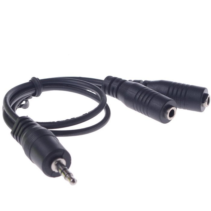 3.5mm Audio Converter Adapter Earphone Splitter 1 Port To 2 Ports Black N2