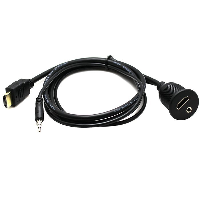 RAYSUN 1 Meter USB and 3.5mm AUX Extension Flush Mount - USB Dash Mount for Car Boat Motorcycle N33