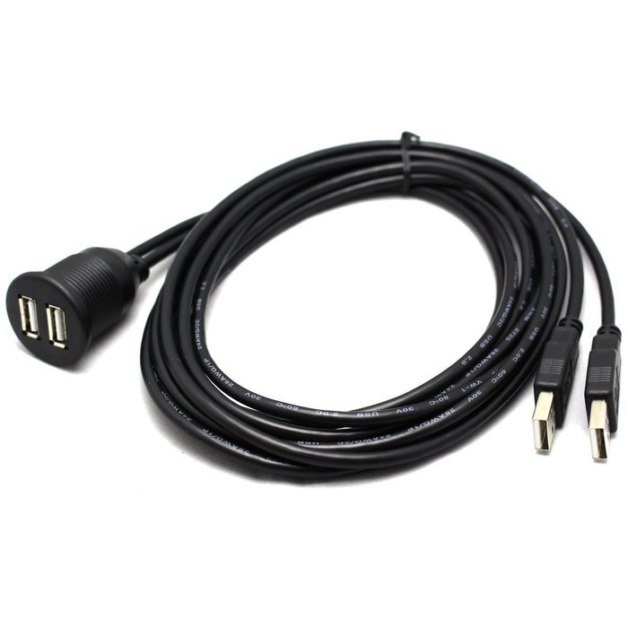 RAYSUN 1 Meter USB and 3.5mm AUX Extension Flush Mount - USB Dash Mount for Car Boat Motorcycle N36