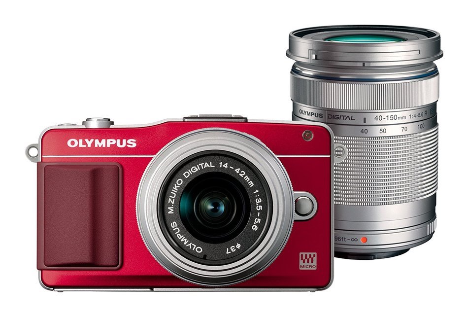 Olympus PEN E-PM2 Red 16.1MP w/ 14-42mm&40-150mm Lens Kit - International Version (No Warranty) N10