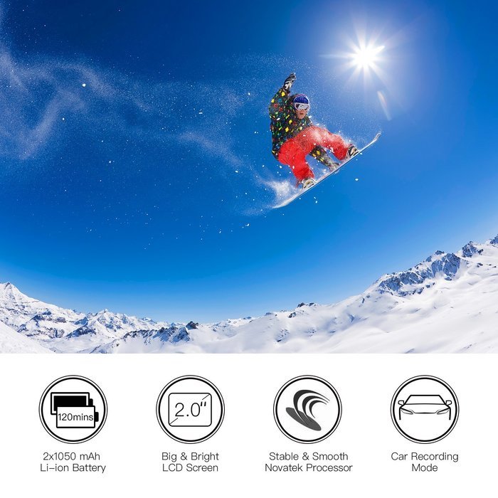 APEMAN Action Camera, Sport Camera Wi-Fi 1080p HD Waterproof Action Cam, Portable Package and Dual 1050mAh Batteries... N5