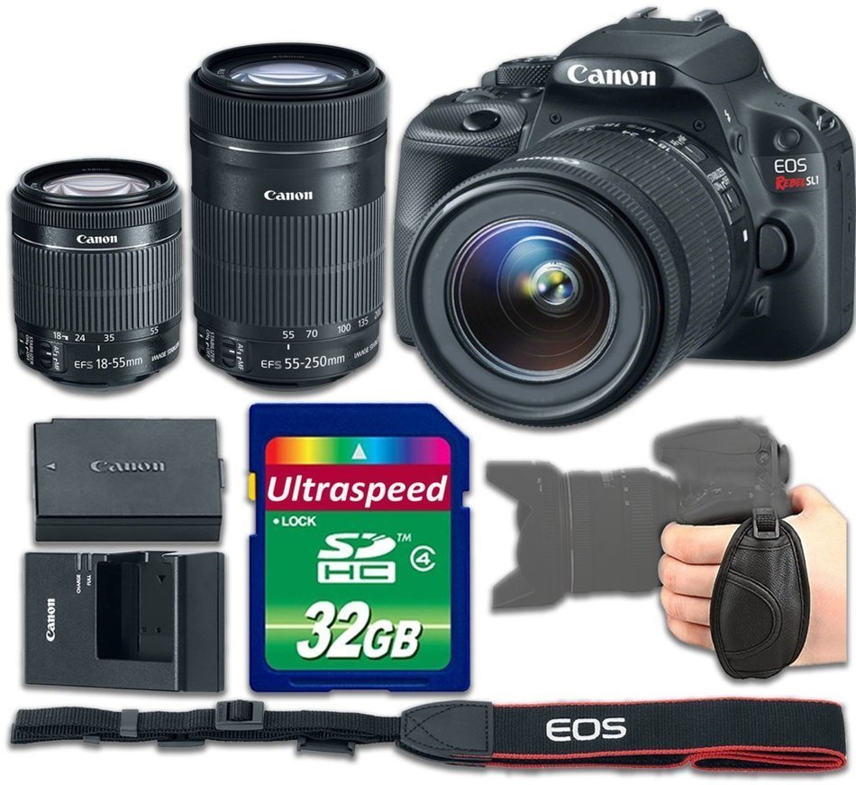 Canon EOS Rebel SL1 Camera Bundle with Canon EF-S 18-55mm f/3.5-5.6 IS STM Lens + Canon EF-S 55-250mm f/4-5.6...