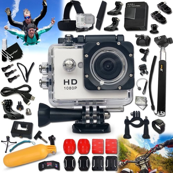 UNDERWATER Digital Camera / Camcorder HD 1080p KoolCam AC200 + PRO Accessories Kit Includes: Head Strap + Helmet...