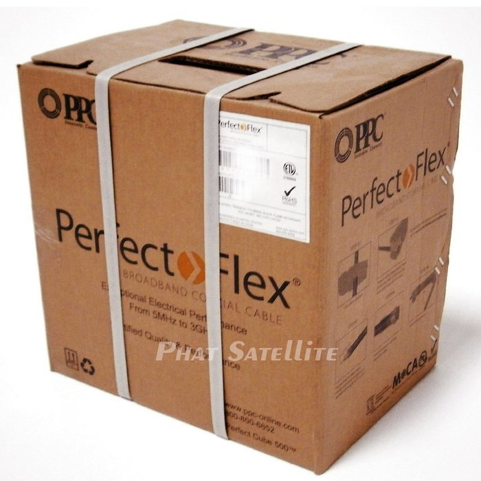 Perfectflex Coaxial Cable 6 Series 500 Ft Rg6 Trishield 77 Braid White Color Copper Clad Steel N2