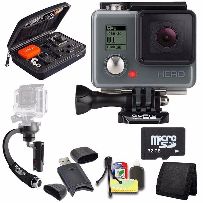 GoPro HERO Action Camera + Steadicam Curve for GoPro HERO Action Cameras (Black) + 32GB Memory Card + Case for...