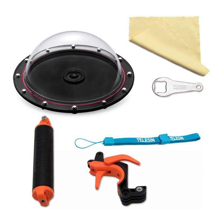 TELESIN 6" Underwater T03 Dome Port with Pistol Trigger Gadget for the Gopro Hero3/3+/4---Orange N5