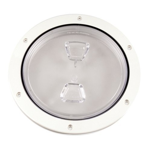BECKSON MARINE DP60-W-C / Beckson 6" Clear Center Screw Out Deck Plate - White