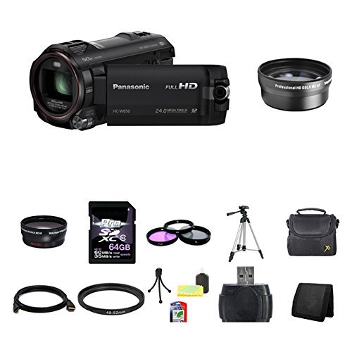 Panasonic HC-W850K Digital HD Camcorder (Black) 2x Telephoto Lens 64GB Bundle 3