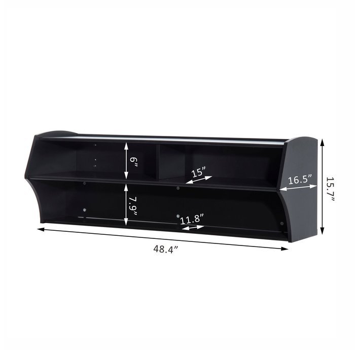 HomCom 49&rdquo; Wall Mounted Floating Media Console - Black N17