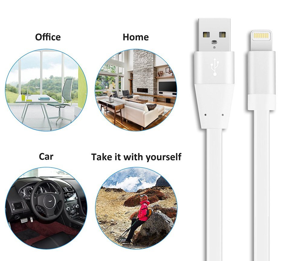 Unique Heavy Flat Charging Cable, Charger(TM)[2pcs 10ft]High Speed Data Transfer Cable For iPhone 6S 6S Plus iPhone... N9