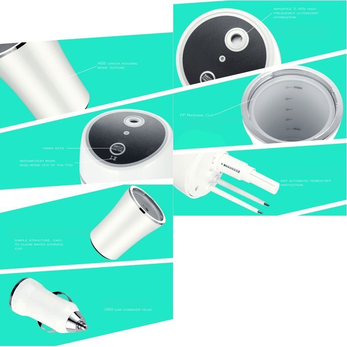 TopReturn Car Air Humidifier, Cool Mist Humidifier, 180ML USB Small Humidifier, Portable Humidifier for Car, Home... N39
