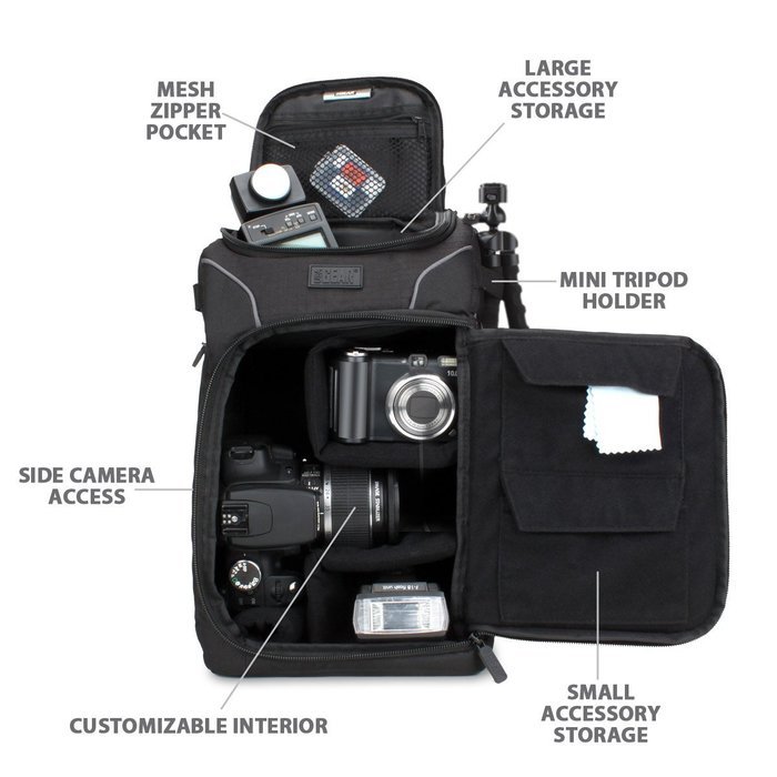 Action Camera Accessories Bundle by USA Gear including Camera Bag w/ Customizable Dividers, 9-in-1 Mount Kit &...