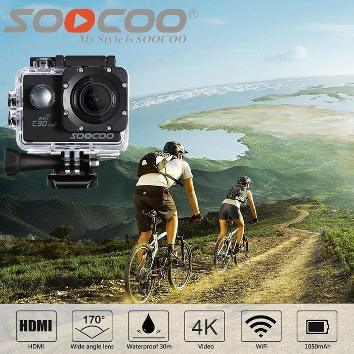 4K WIFI Sports Action Camera, SOOCOO UHD Waterproof Sports Video Camera 20MP 170&deg; Wide Angle 2.0 inch LCD Screen... N6