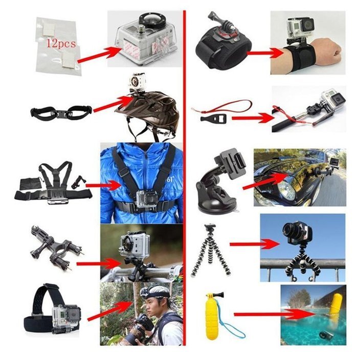 For gopro accessories set go pro kit mount for SJ4000 gopro hero 4 3 2 1 Black Edition for SJ5000 camera case... N3