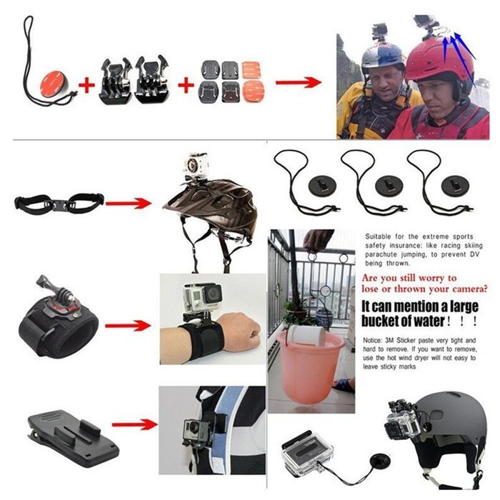 For gopro accessories set go pro kit mount for SJ4000 gopro hero 4 3 2 1 Black Edition for SJ5000 camera case... N4
