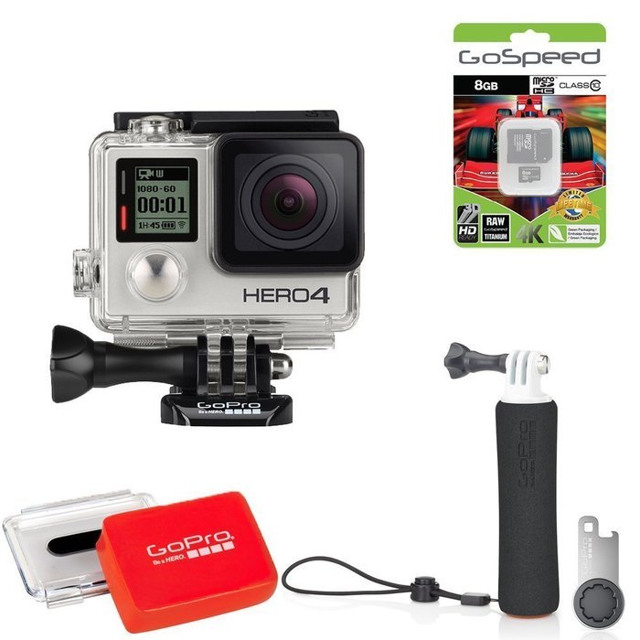 GoPro Hero4 Hero 4 12MP Full HD 4K 30fps 1080p 120fps Built-In Wi-Fi Waterproof Wearable Camera Black Adventure... N159