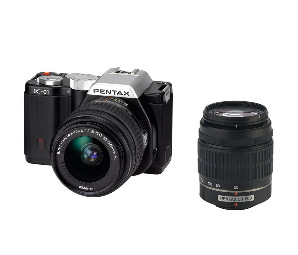 Pentax 15274 16 MP Mirrorless Body Design Camera with DA L 18-55mm and 50-200mm Lenses - Black N2