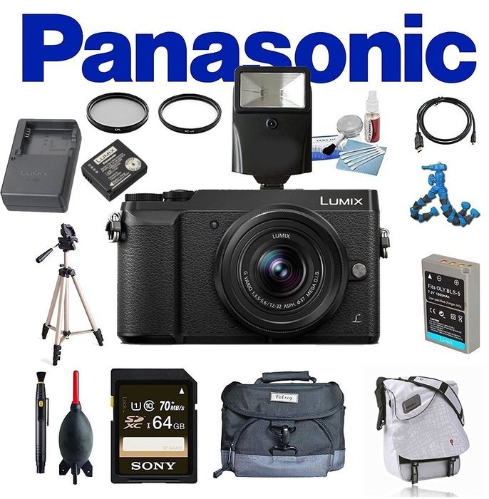 Panasonic Lumix DMC-GX85 with 12-32mm Lens (Black) w/ Panasonic Battery & External Charger Travel Pack + Sony...