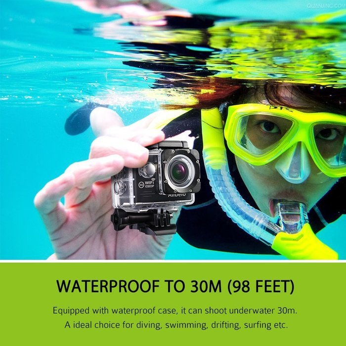 Anbero 14MP Waterproof Action Video Camera Full HD Wifi 1080P 170 Degree Wide Angle Lens with 2-Inch LCD Display N6
