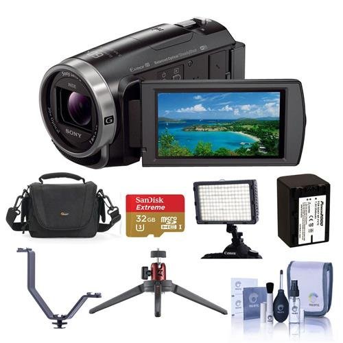 Sony HDR-CX675/B HD Camcorder Bundle With Video Bag, 32GB MicroSDHC U3 Card, High Power Spare Battery, Video Light...