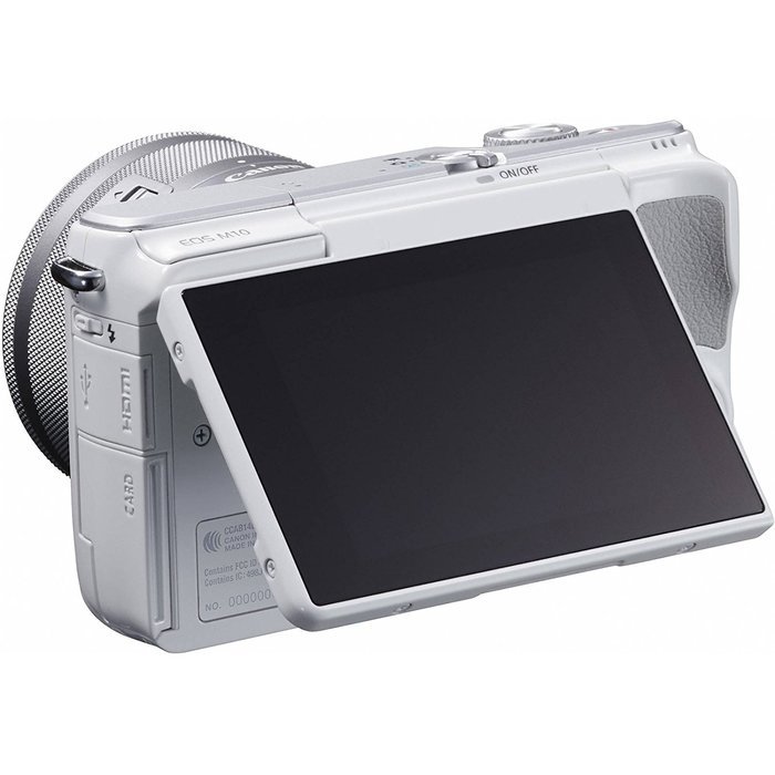 Canon EOS M10 Wi-Fi Digital ILC Camera & EF-M 15-45mm IS STM Lens (White) with 64GB Card + Case + Flash + Battery... N2