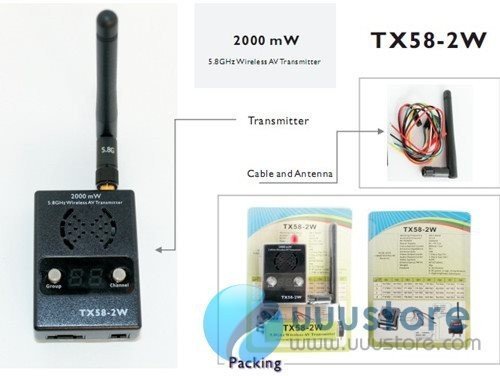 Boscam RC FPV 5.8G 5.8GHz 2000mw 32 Channels Wireless AV Transmitter TX58-2W and Receiver RC58-32CH For rc quadcopter... N5