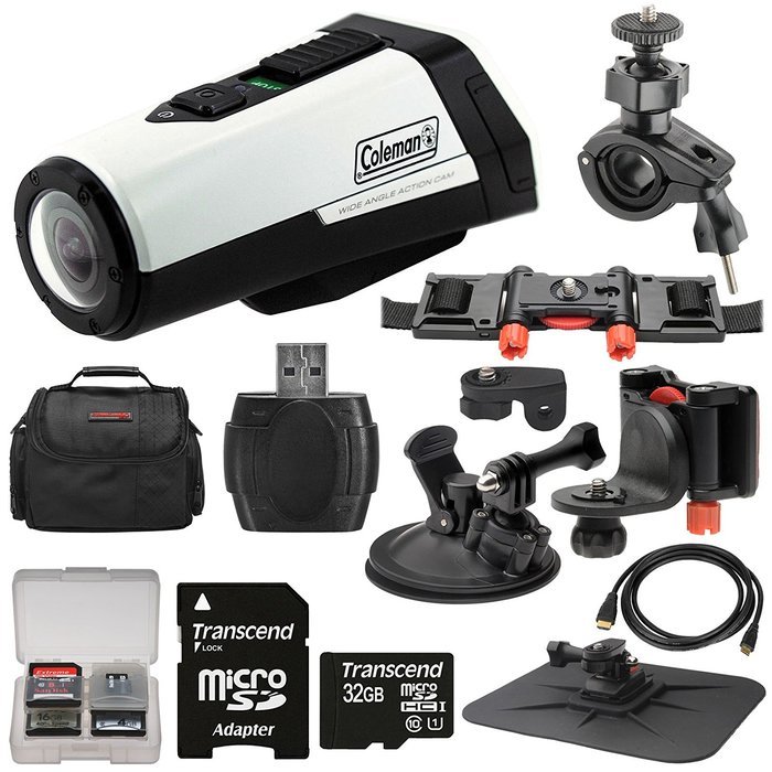 Coleman Aktivsport CX9WP GPS HD Video Action Camera Camcorder (White) with 32GB Card + Car Suction Cup & Dashboard...
