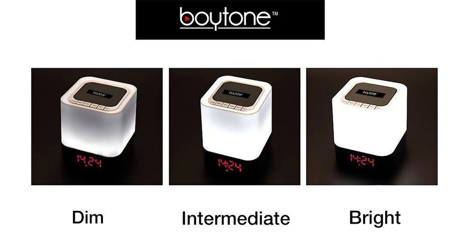 Boytone BT-83CR Portable FM Radio Alarm Clock Wireless Bluetooth 4.1 Speaker, 3-Way Night Light Touch Lamp, Built&ndash;in... N3
