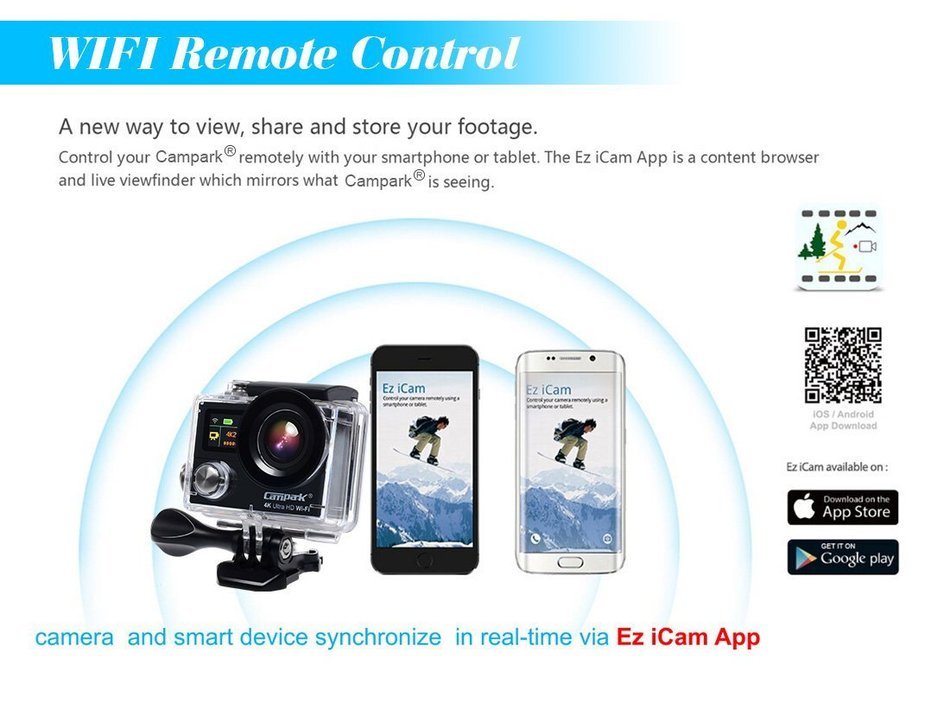 Campark Sports Action Camera-dual Screen, 4k 25fps, 1080p 60fps,wifi ...