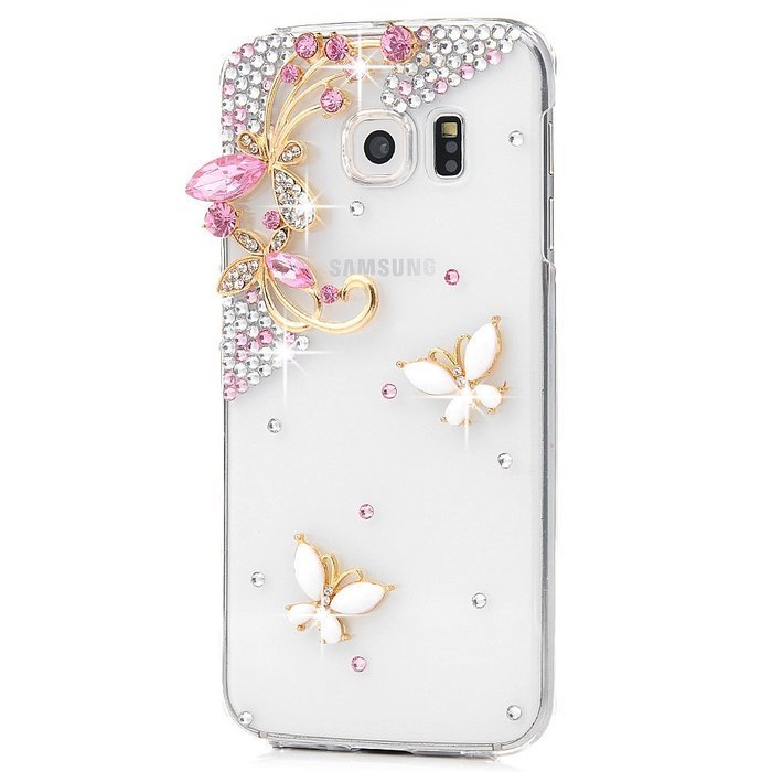 YOKIRIN Galaxy S6 Edge Case, 3D Handmade Luxury Crystal Rhinestone with TWO Cute Hairy Ice... N14