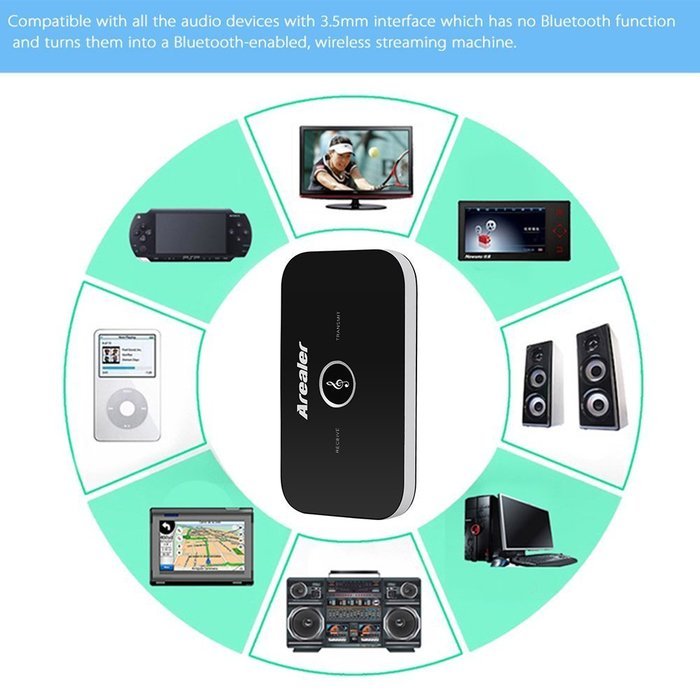Arealer&reg; B6 2 in 1 Bluetooth Transmitter & Receiver Wireless A2DP Bluetooth Audio Adapter Portable Audio Player... N5