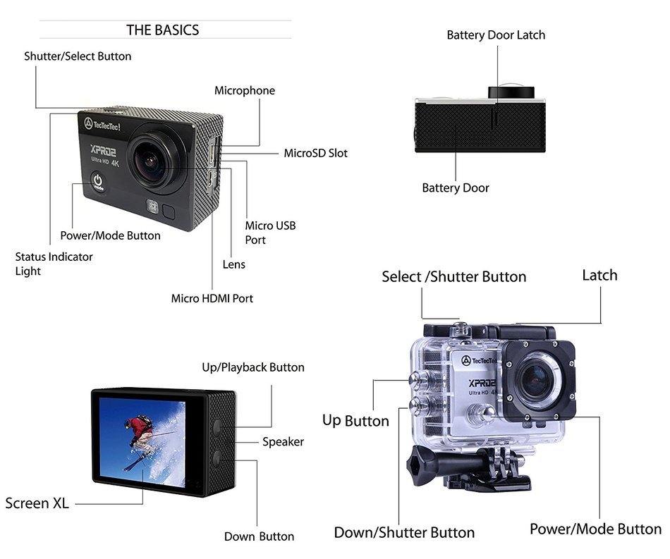 TecTecTec Action Camera Ultra HD XPRO2+ WiFi Waterproof Sport Cam - Silver N7