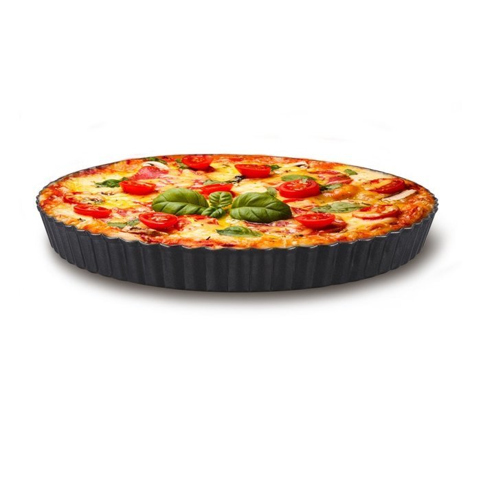 Finether Nonstick Round Tart Quiche Pan Cake Flan Pie Pan with Removable Base, FDA Standard, Dark Grey N5