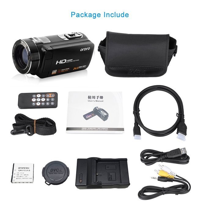 Ordro HDV-Z8 Plus Full HD 1080P Video Camera DV DVR Handheld Max 24.0MP CMOS Sensor 16x Digital Zoom Remote Control... N3