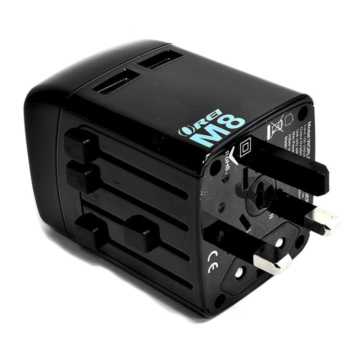 OREI 3 in 1 Continental Europe Travel Adapter Plug with USB and Surge Protection - Type C - Turkey, Italy & More N22
