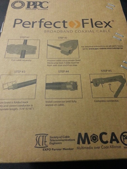 Perfectflex Coaxial Cable 6 Series 500 Ft Rg6 Trishield 77 Braid White Color Copper Clad Steel N3