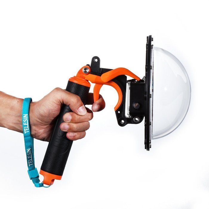 TELESIN 6" Underwater T03 Dome Port with Pistol Trigger Gadget for the Gopro Hero3/3+/4---Orange N7