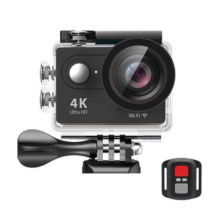 EKEN H9R Wifi Waterproof Action Camera 4K25fps with 2 Batteries+ 2.4G Remote +Selfie Stick + Charging Dock (Black) N2
