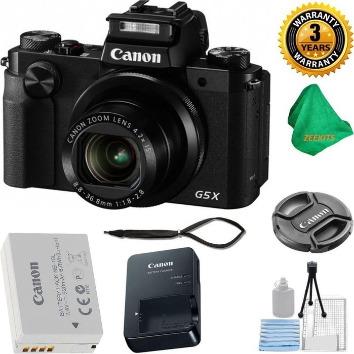 Canon PowerShot G5 X Camera with 4.2x Optical Zoom + 3 Year USA CPA Warranty + 5pc Starter Set + Microfiber Cloth...