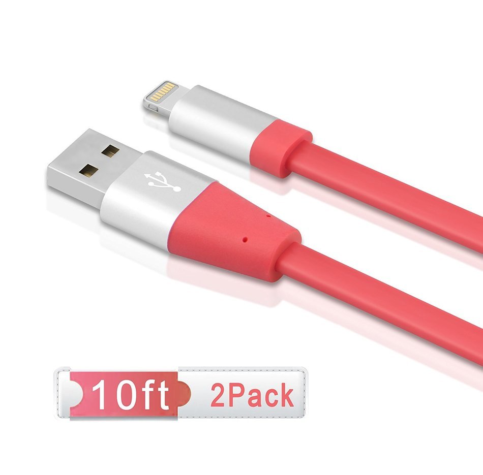 Unique Heavy Flat Charging Cable, Charger(TM)[2pcs 10ft]High Speed Data Transfer Cable For iPhone 6S 6S Plus iPhone... N14